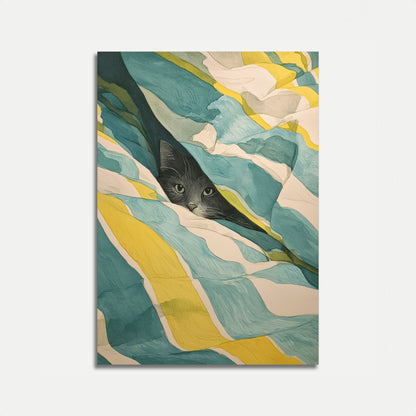 Black Cat Abstract Waves Poster