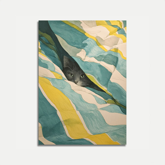 Black Cat Abstract Waves Poster