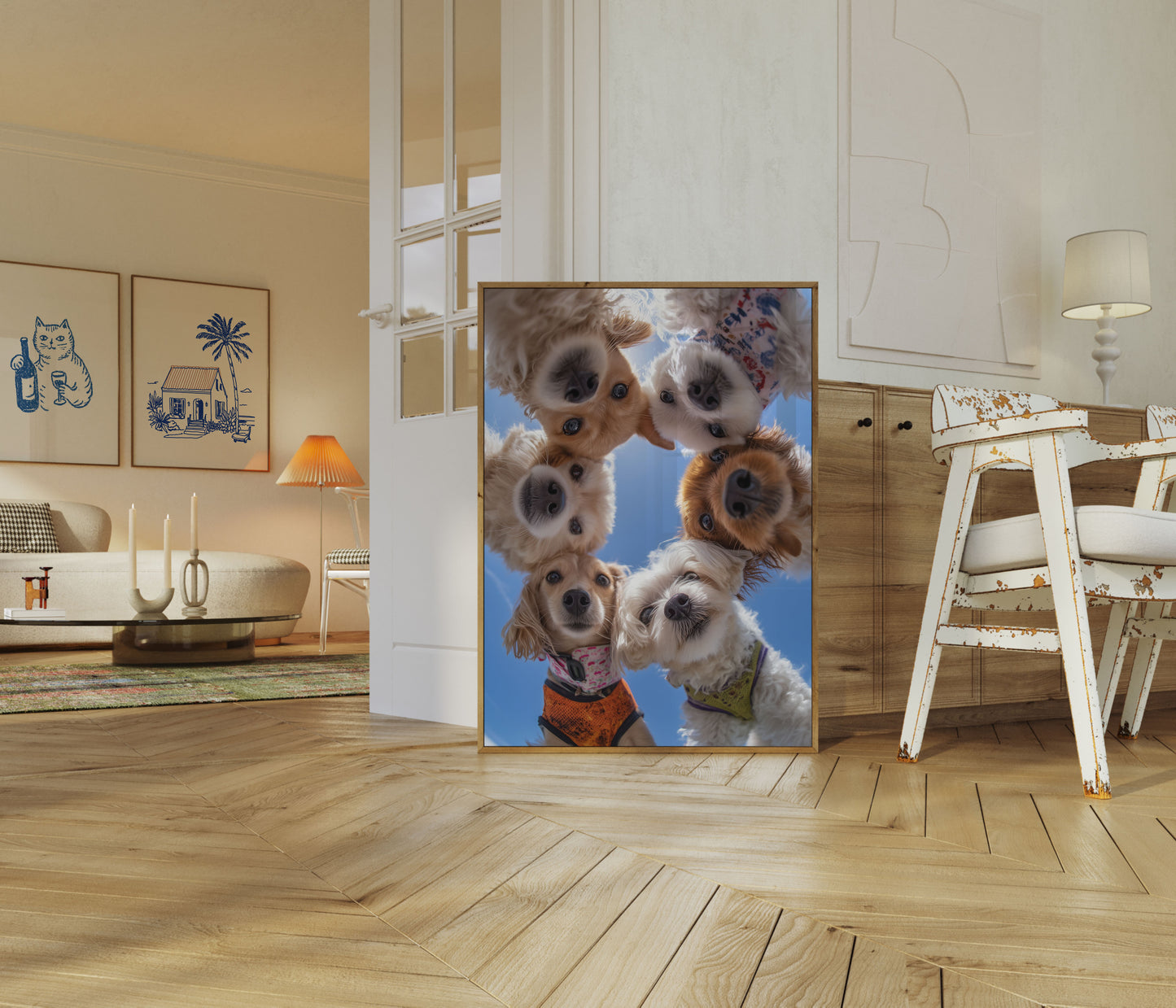 Cute Puppy Friends Sky Poster