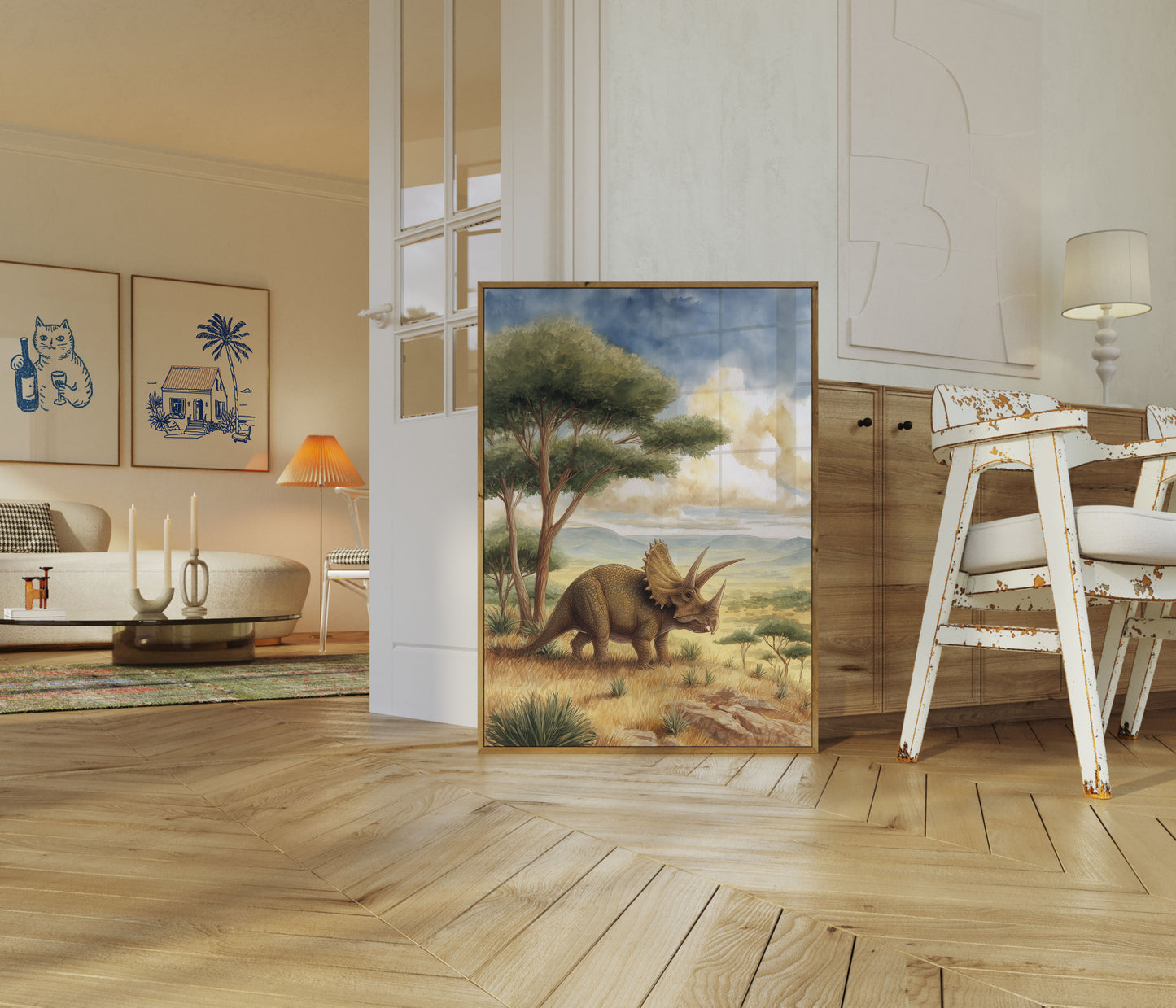 Póster de la antigua naturaleza del Triceratops