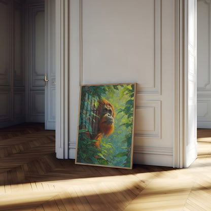 Orangutan v korunách deštného pralesa Plakát