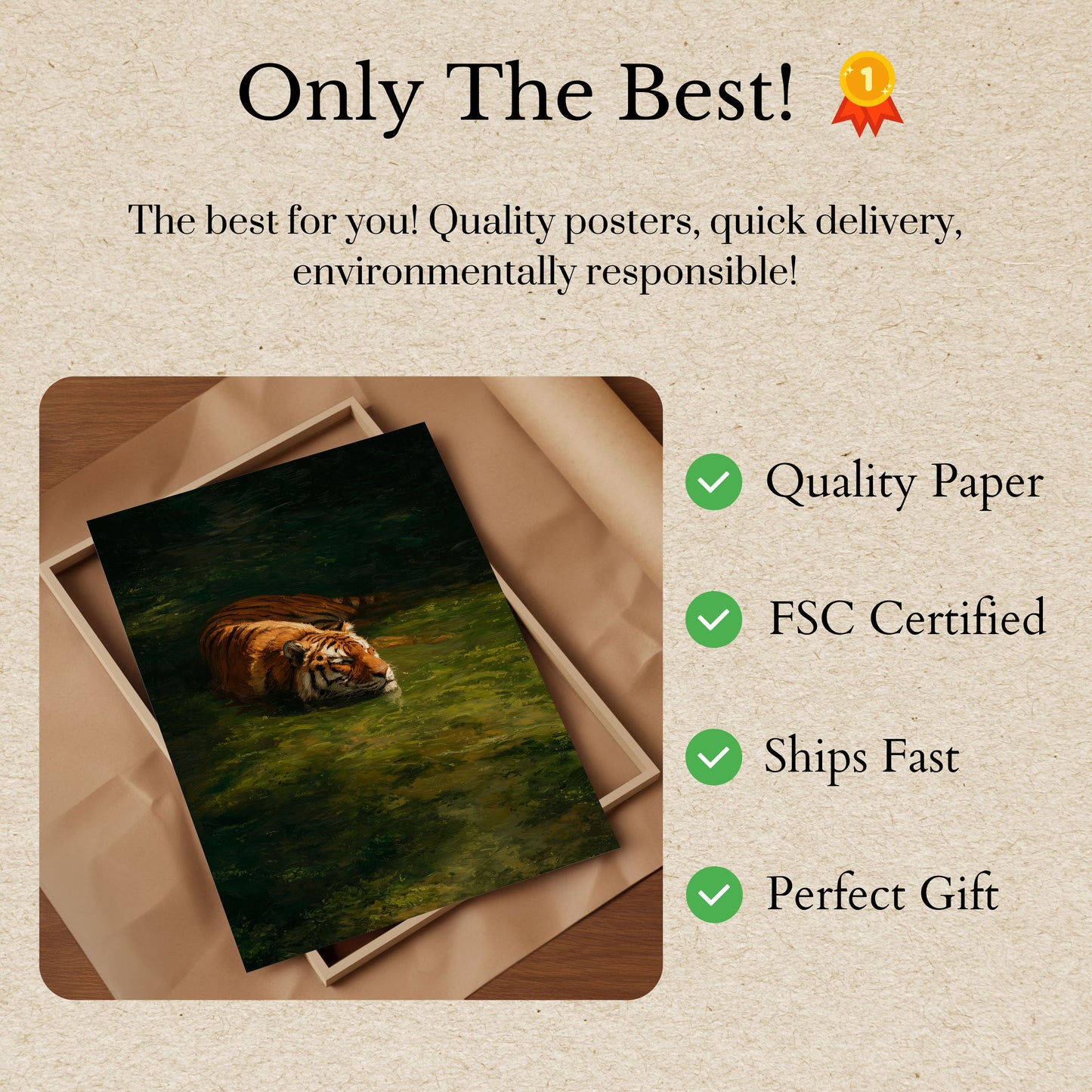 Poster di Tigre che Nuota in Acqua