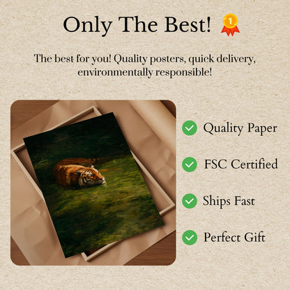 Poster di Tigre che Nuota in Acqua