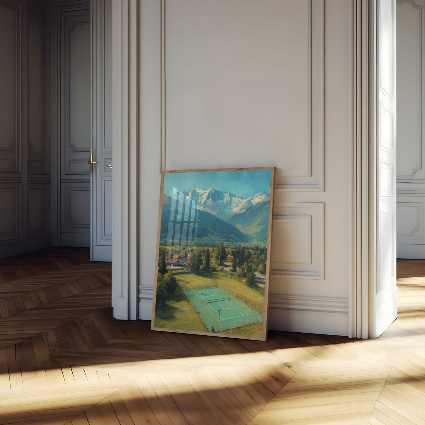 Mountain Tennis Court Landscape Poster