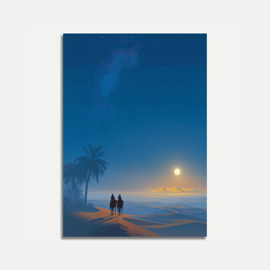 Öknen Karavan Månljus Affisch