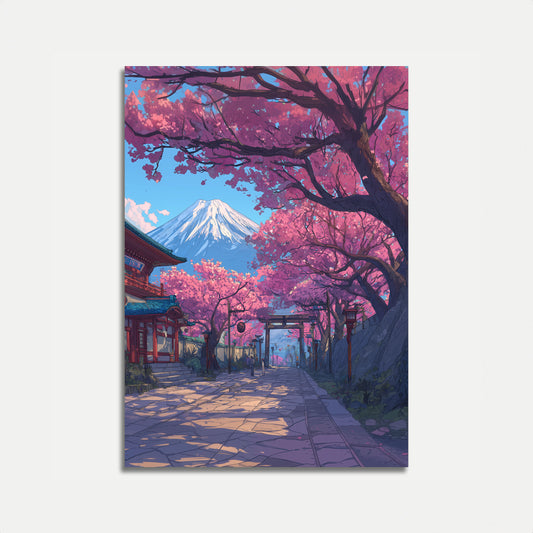 Kirsebærblomster Mount Fuji Plakat