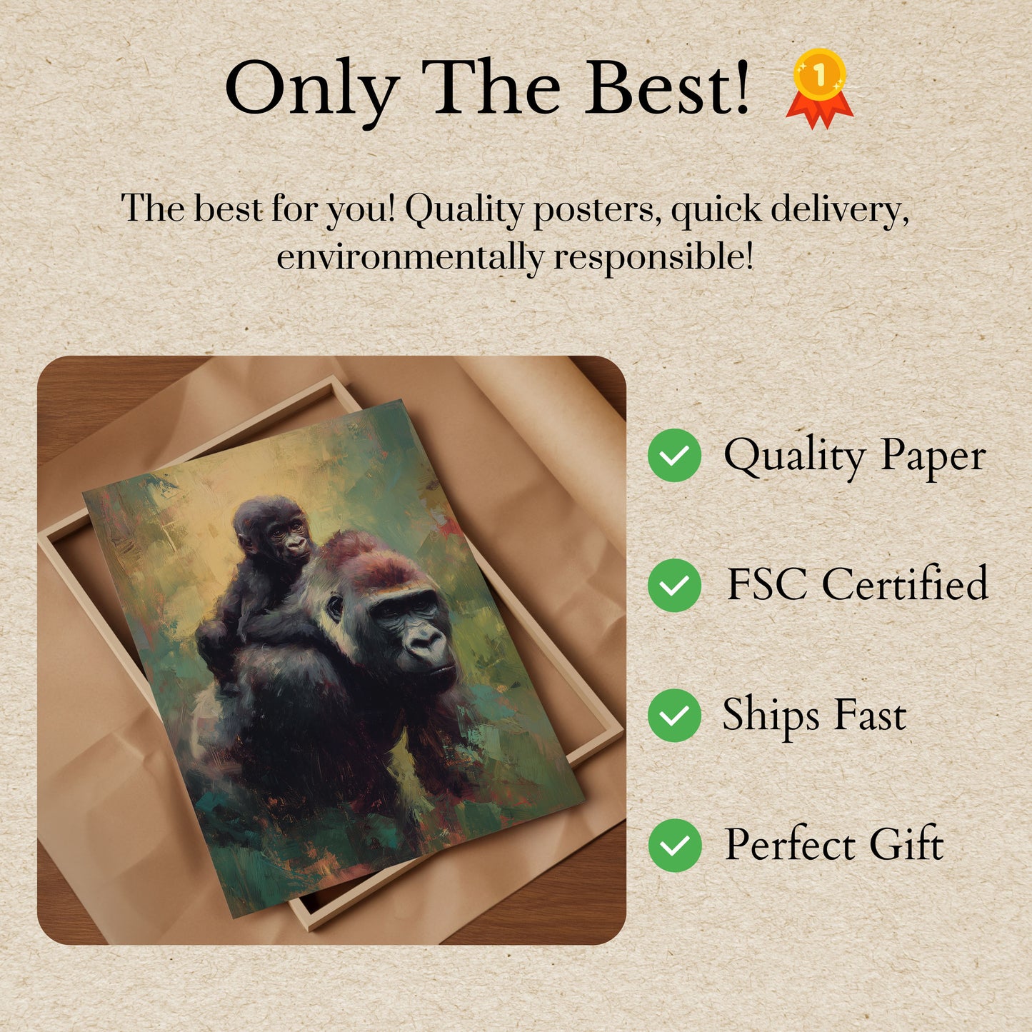Moder og Barn Gorilla Plakat