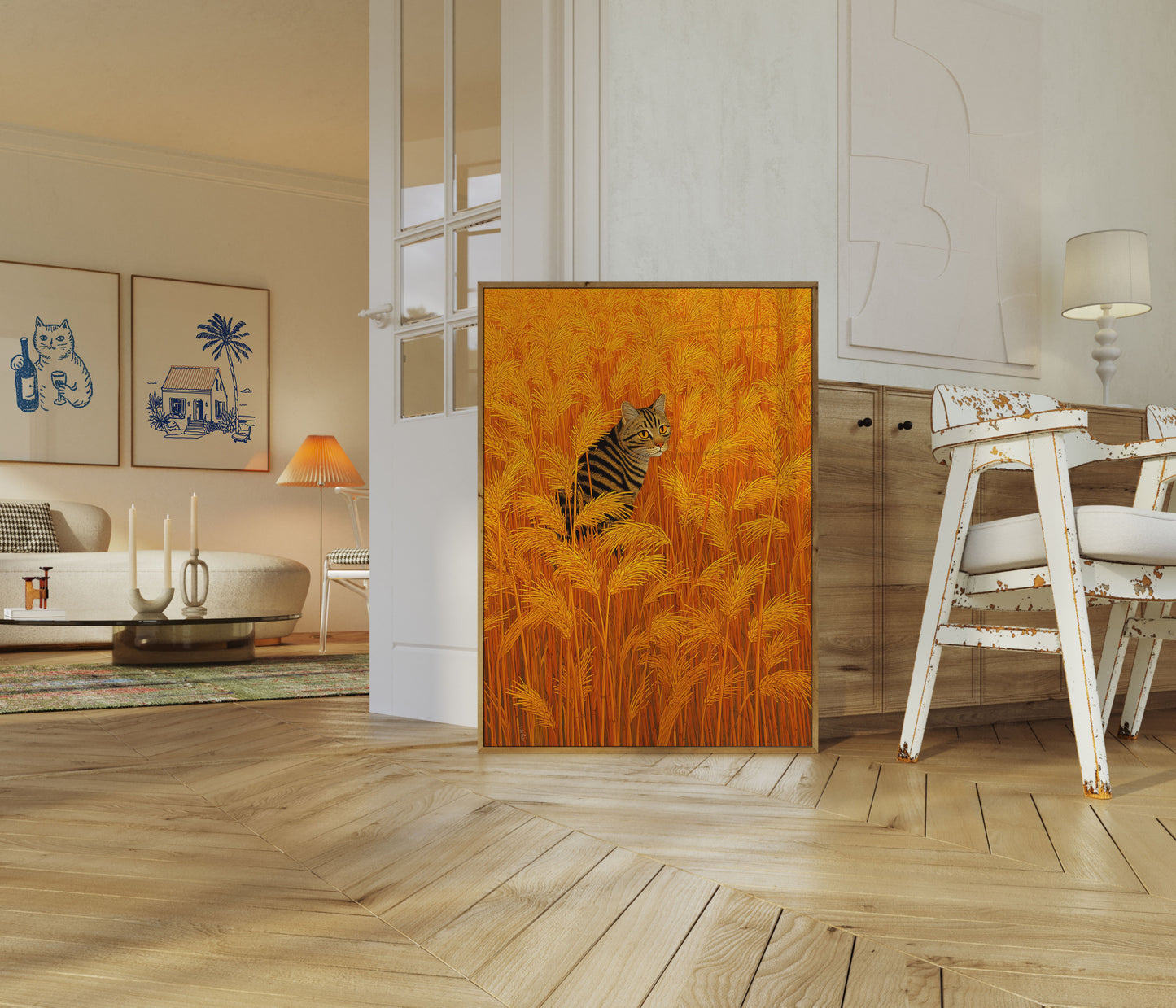 Tabby Cat in Golden Wheat Poster
