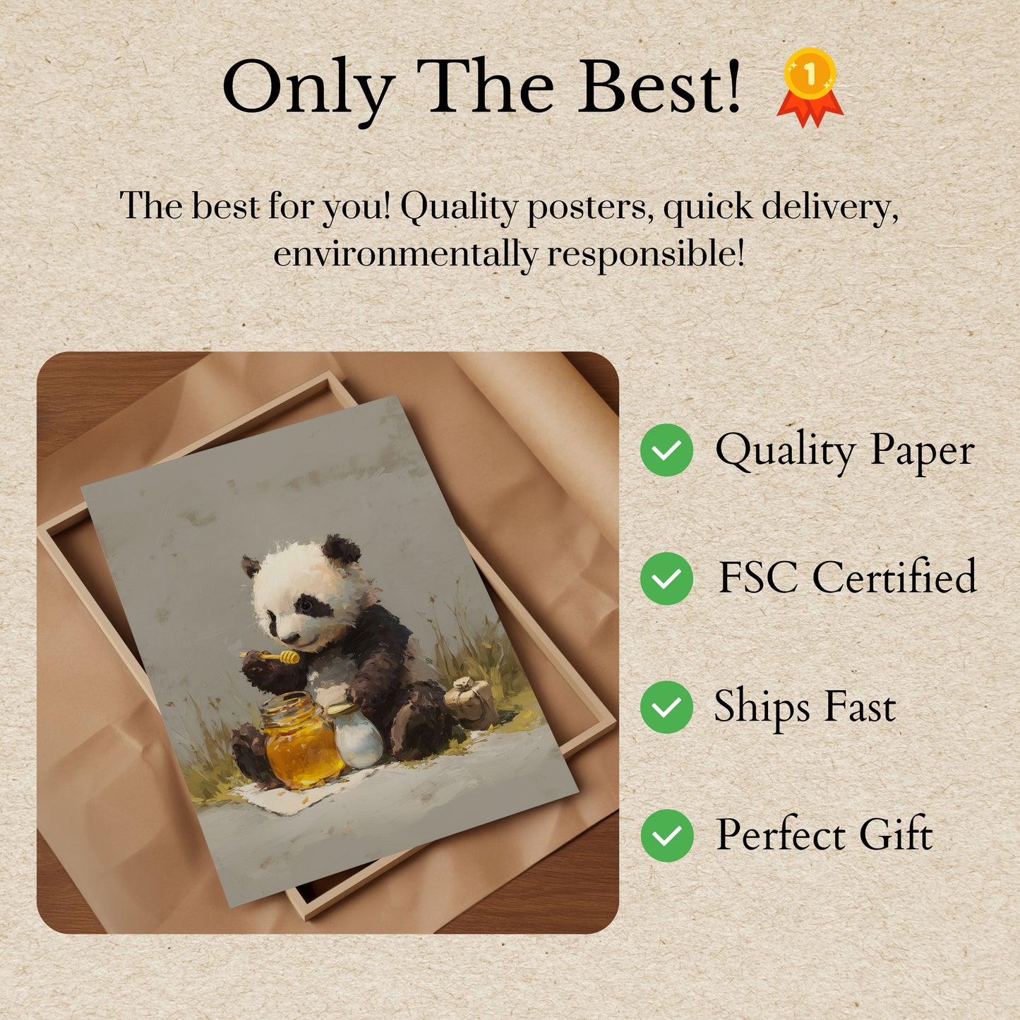 Sweet Honey Panda Art Poster