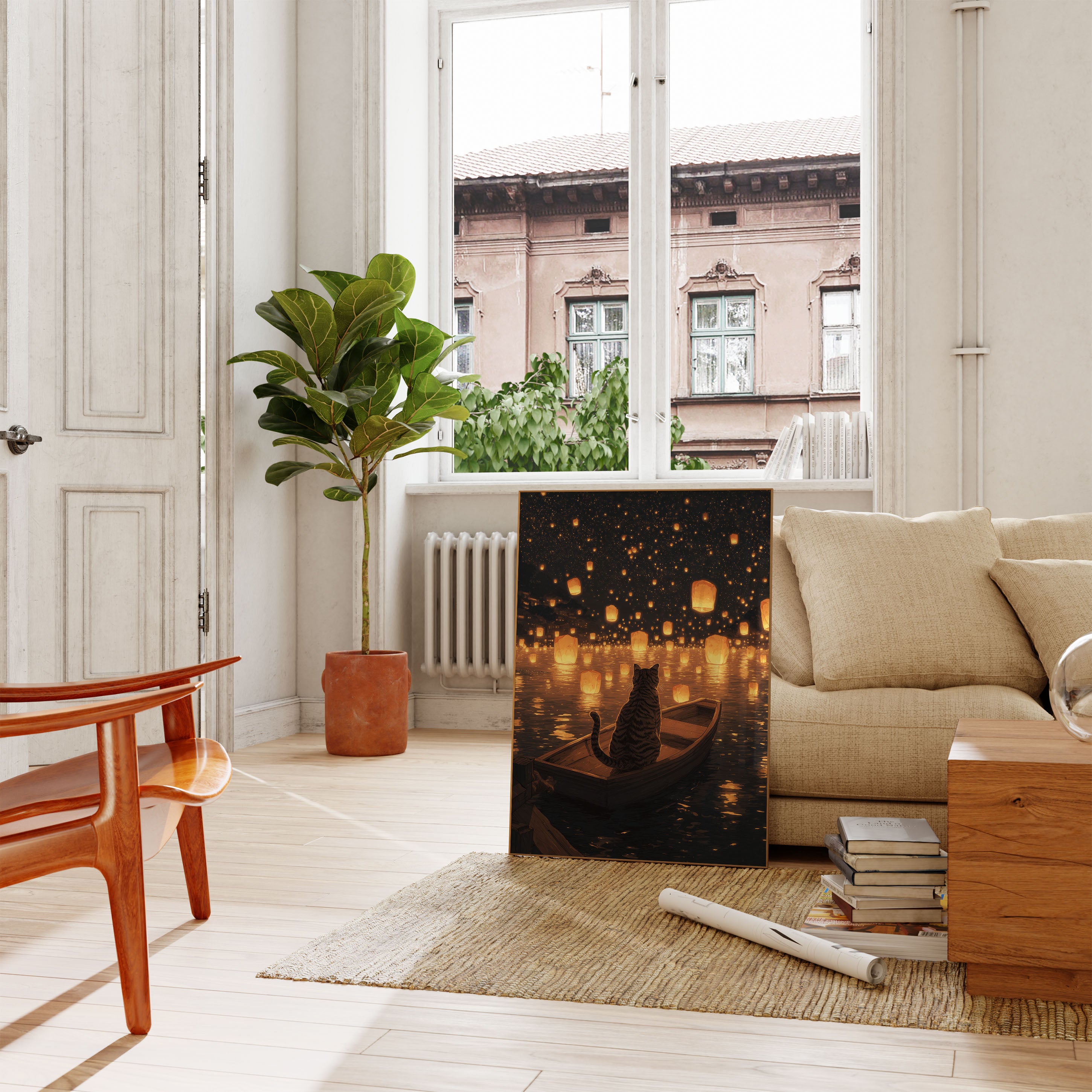 Black Cat Lanterns Poster - Fantasy Wall Art – Artisout