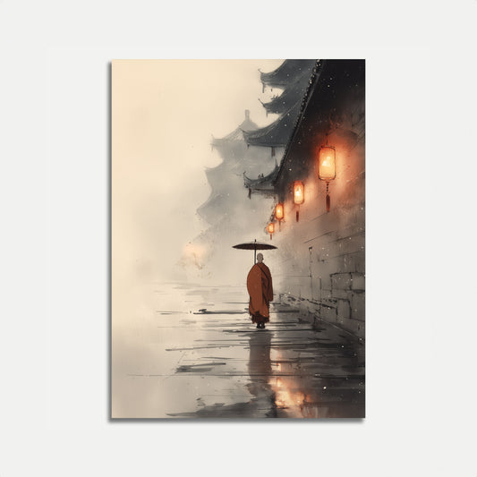 Monk in the Rain Poster