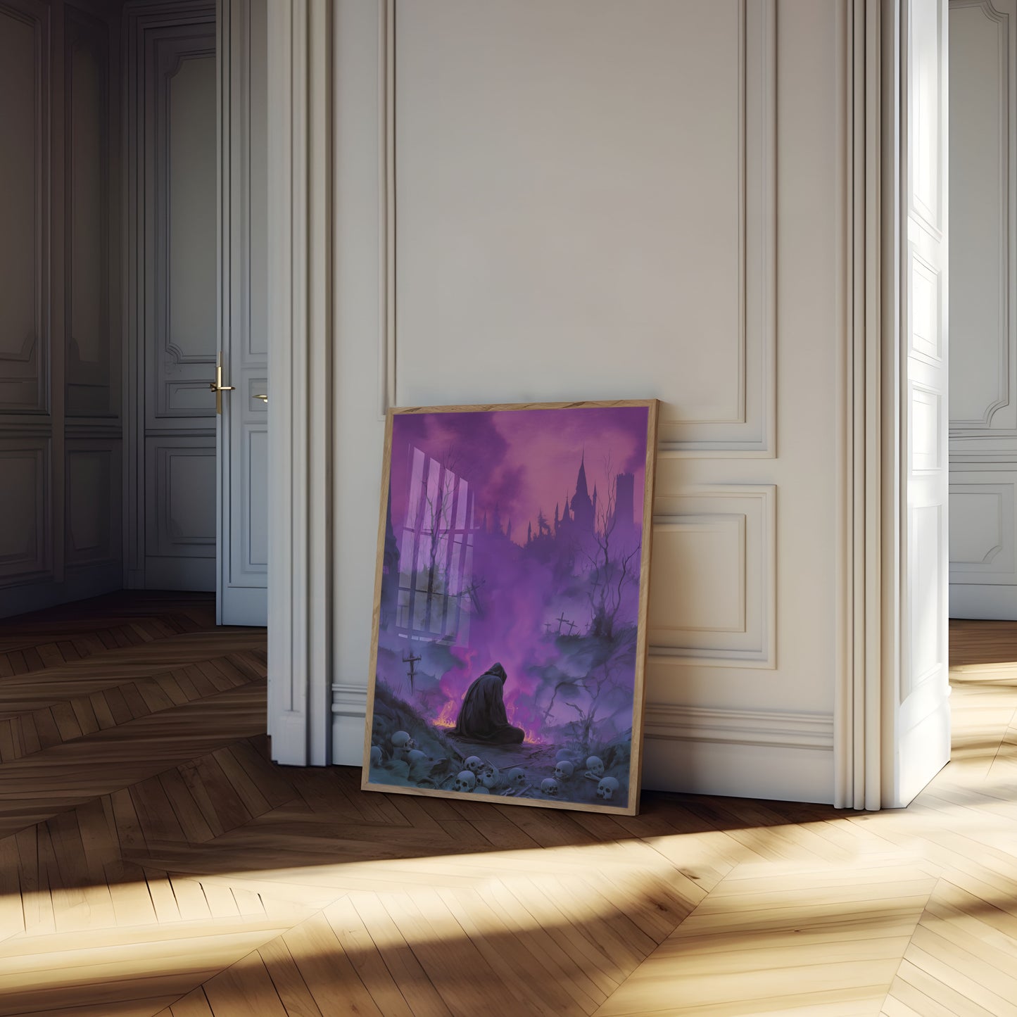 Dark Sorcerer in Mystical Ruins Poster