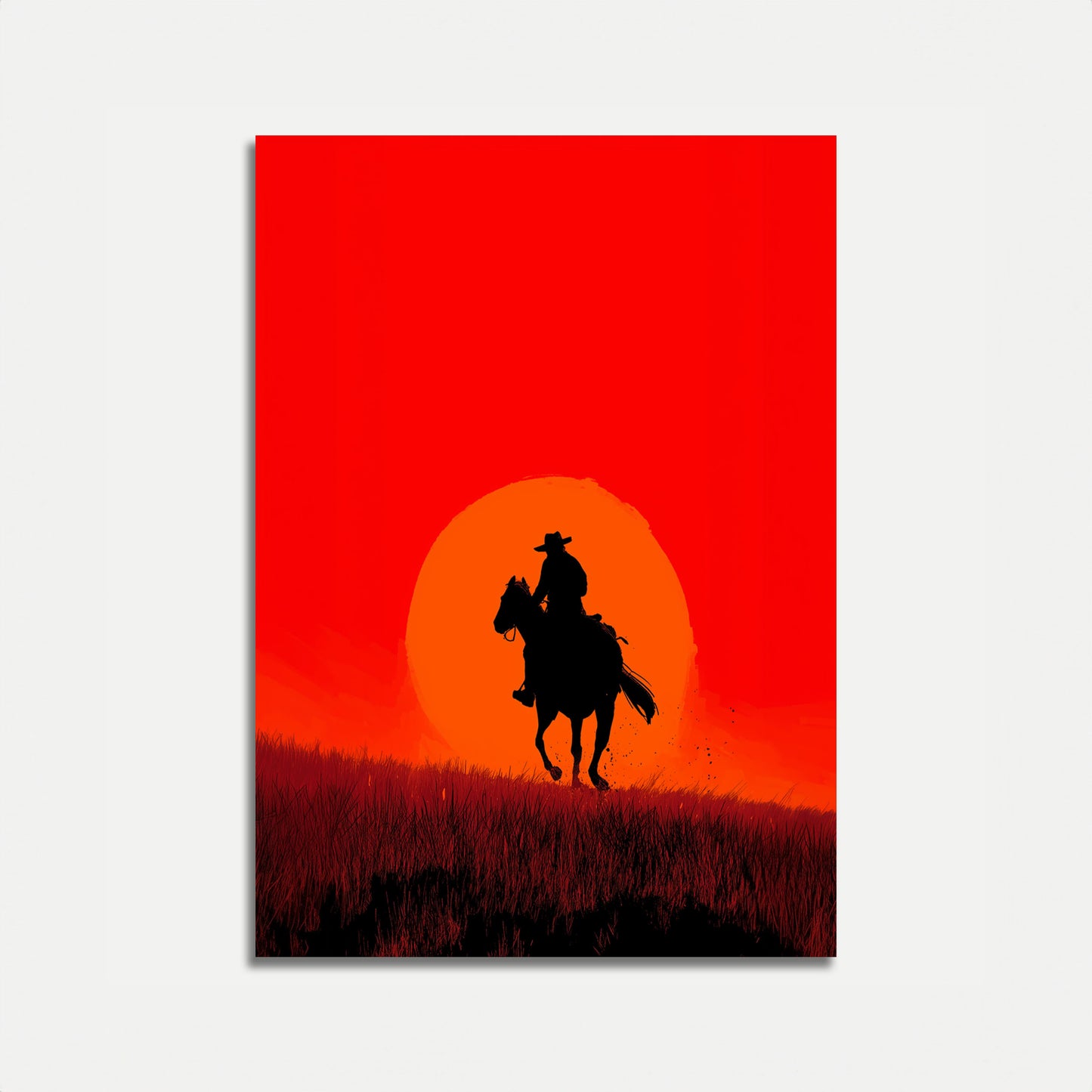 Sonnenuntergangs-Cowboy-Silhouette-Poster
