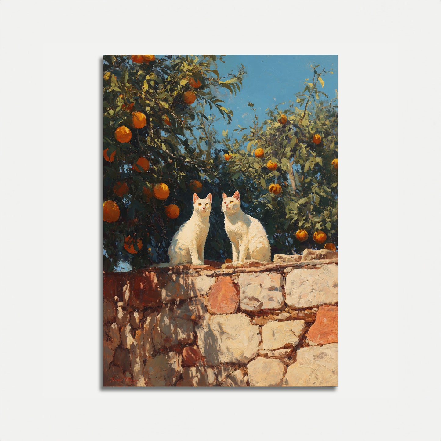 Zwei Katzen in Orangenhain Poster