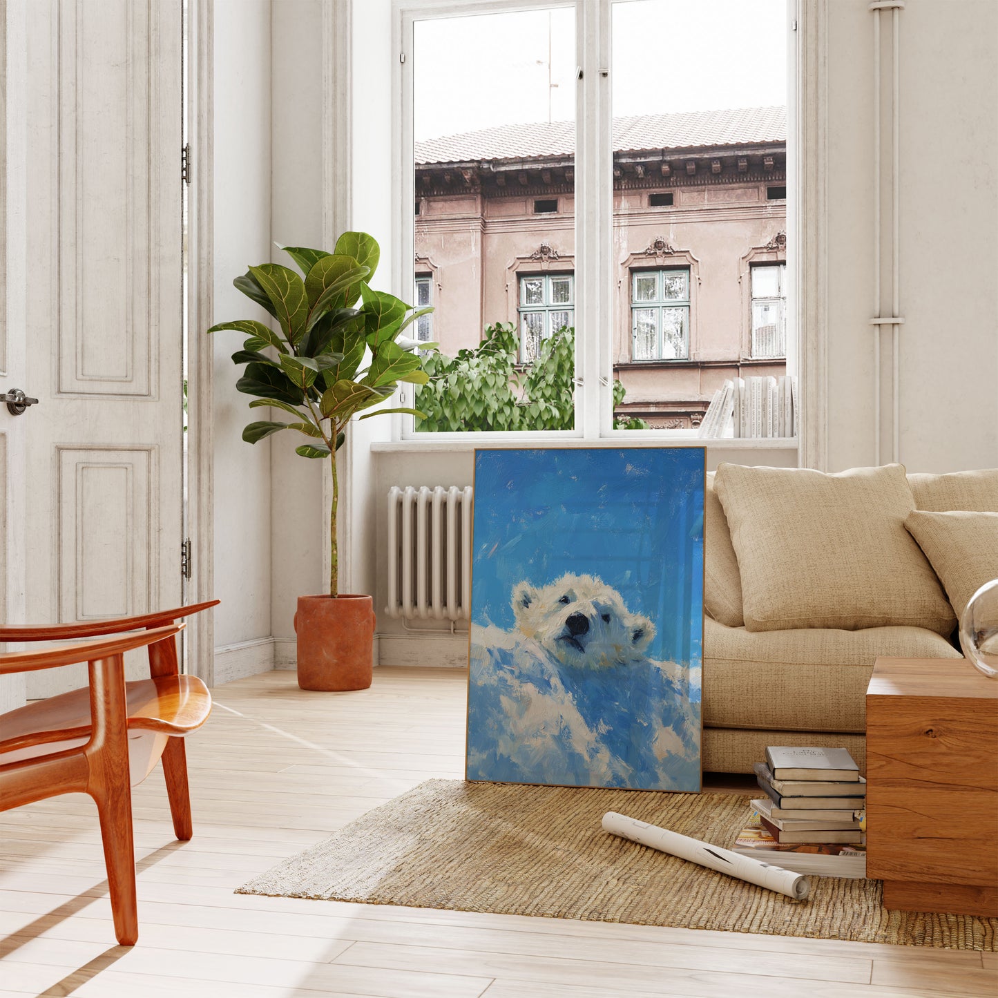 White Polar Bear Portrait Poster