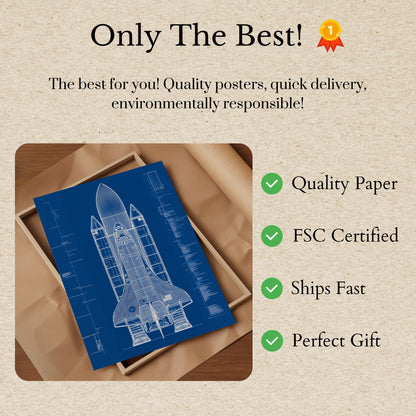 Plakát s výkresem raketoplánu