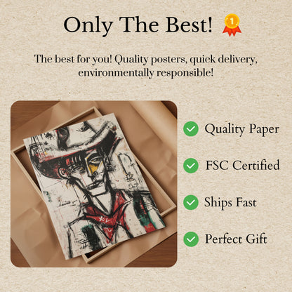 Abstract Cowboy Expressionist Portrait Poster