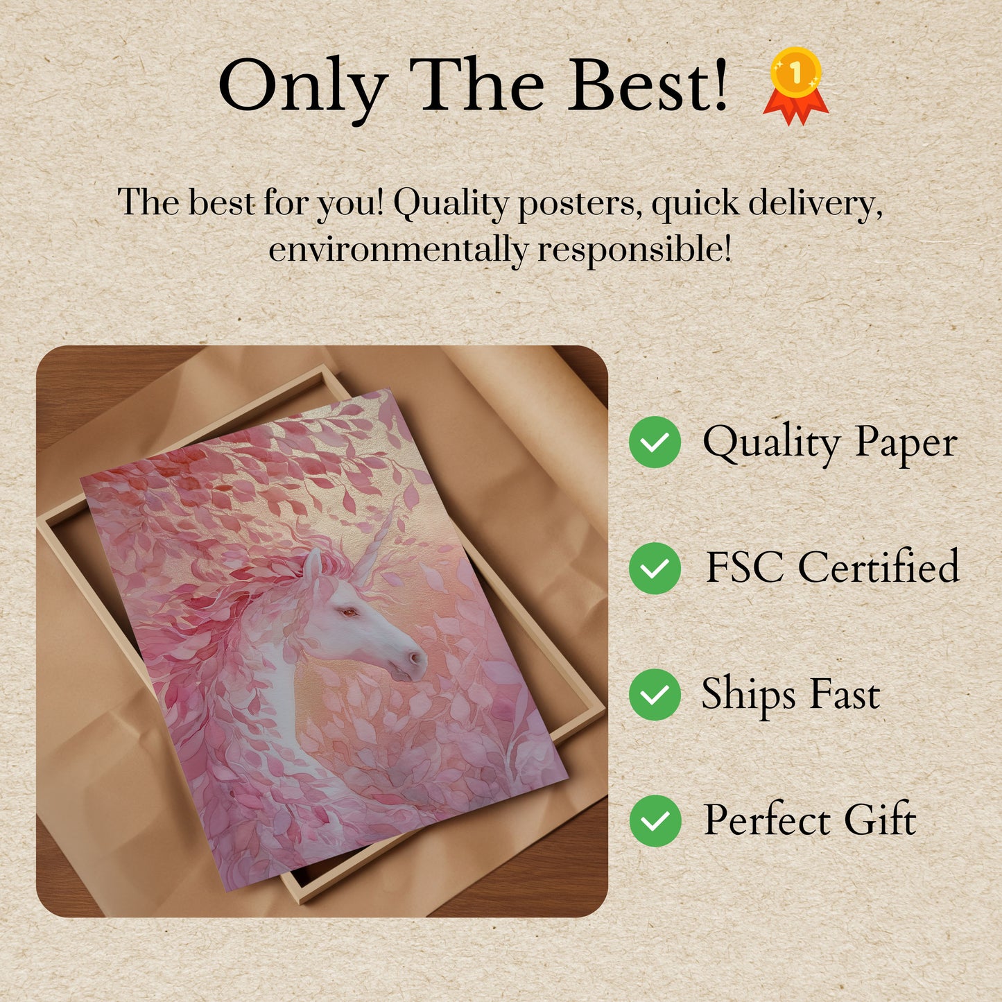Pink Unicorn Among Leaves Poster