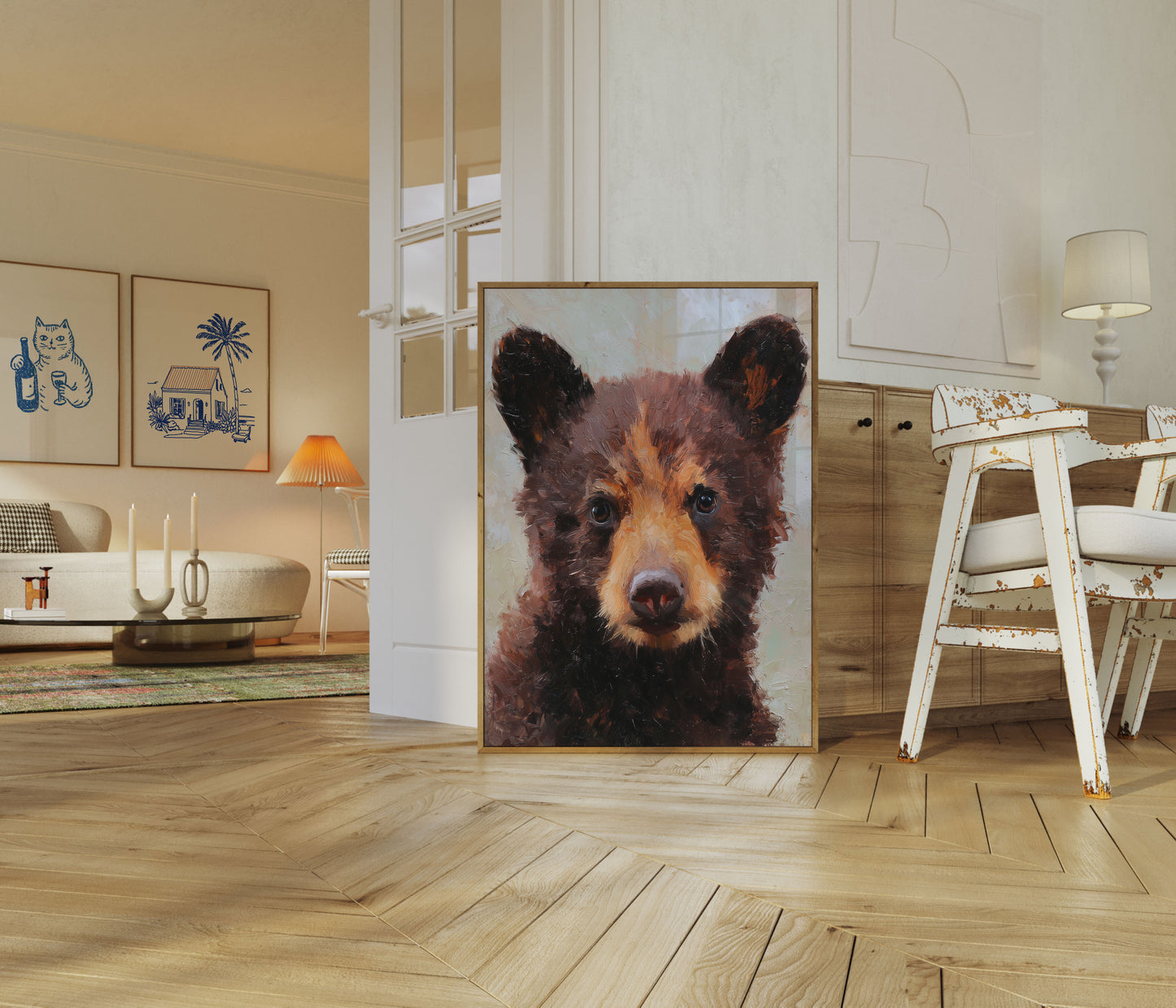 Poster di Dipinto a Olio Ritratto di Orso Nero