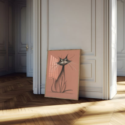 Mürrische schwarze Katze Poster