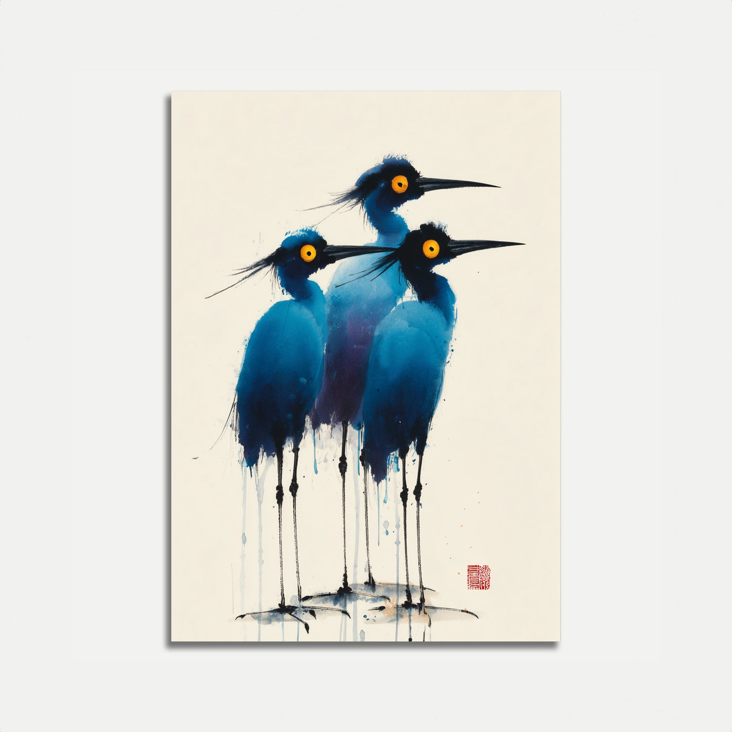 Three Blue Herons Watercolor Poster