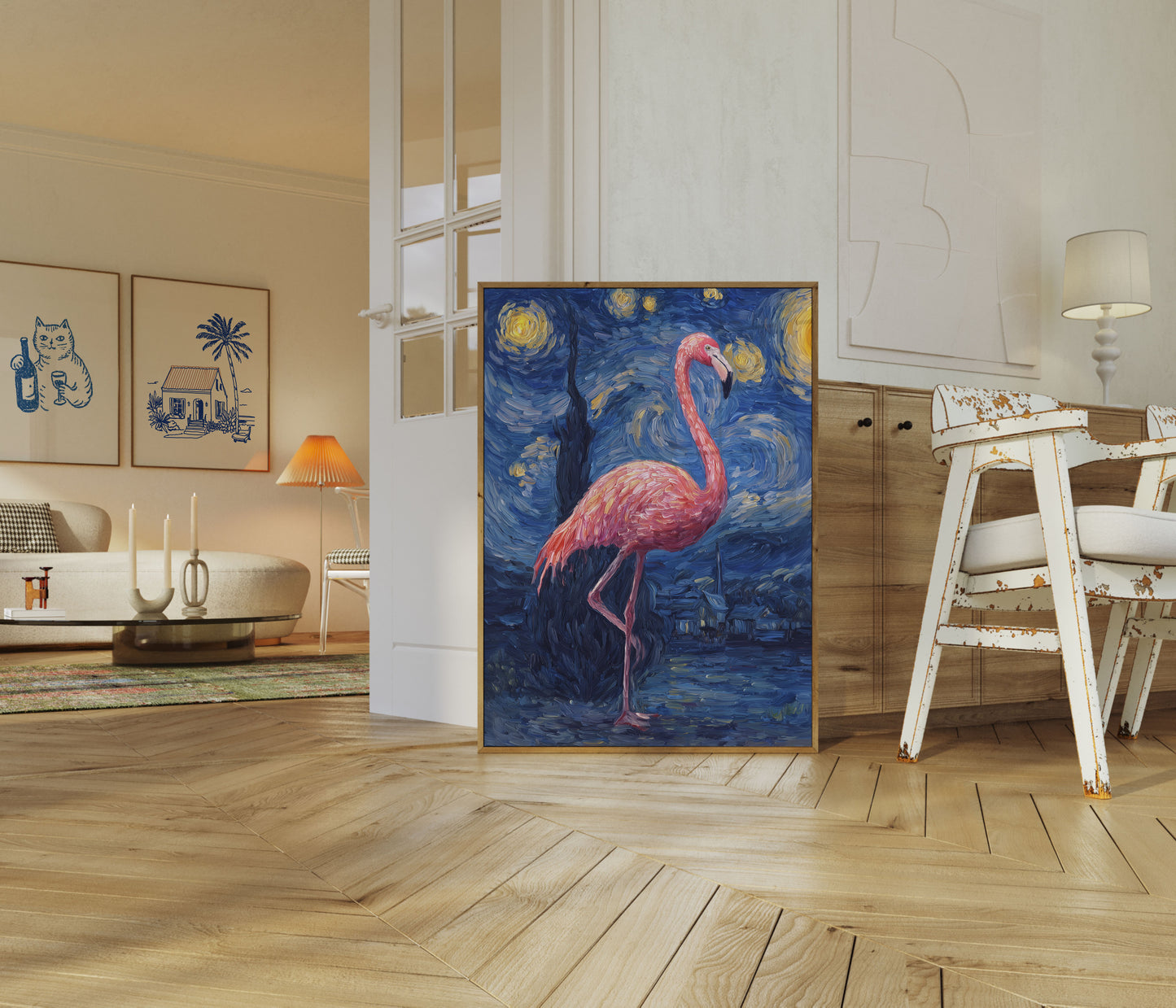 Sterrennacht Flamingo Poster