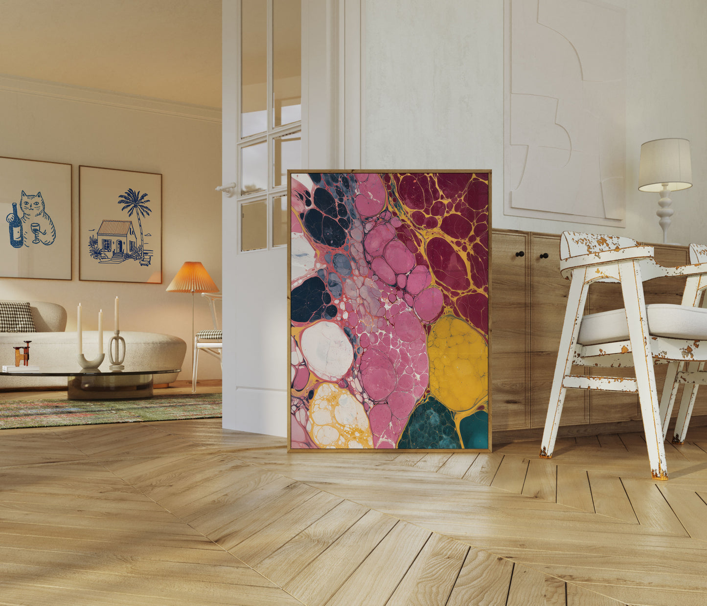 Abstrakt flytende kunstboble-plakat