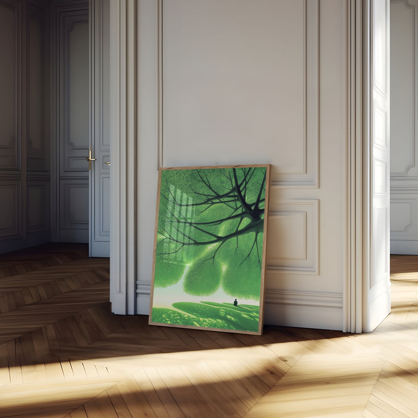 Contemplatieve Groene Boom Poster
