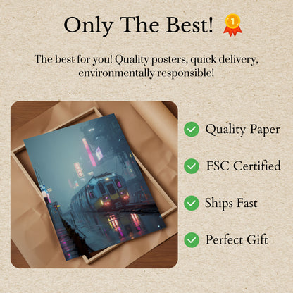 Cyberpunk City Train Poster