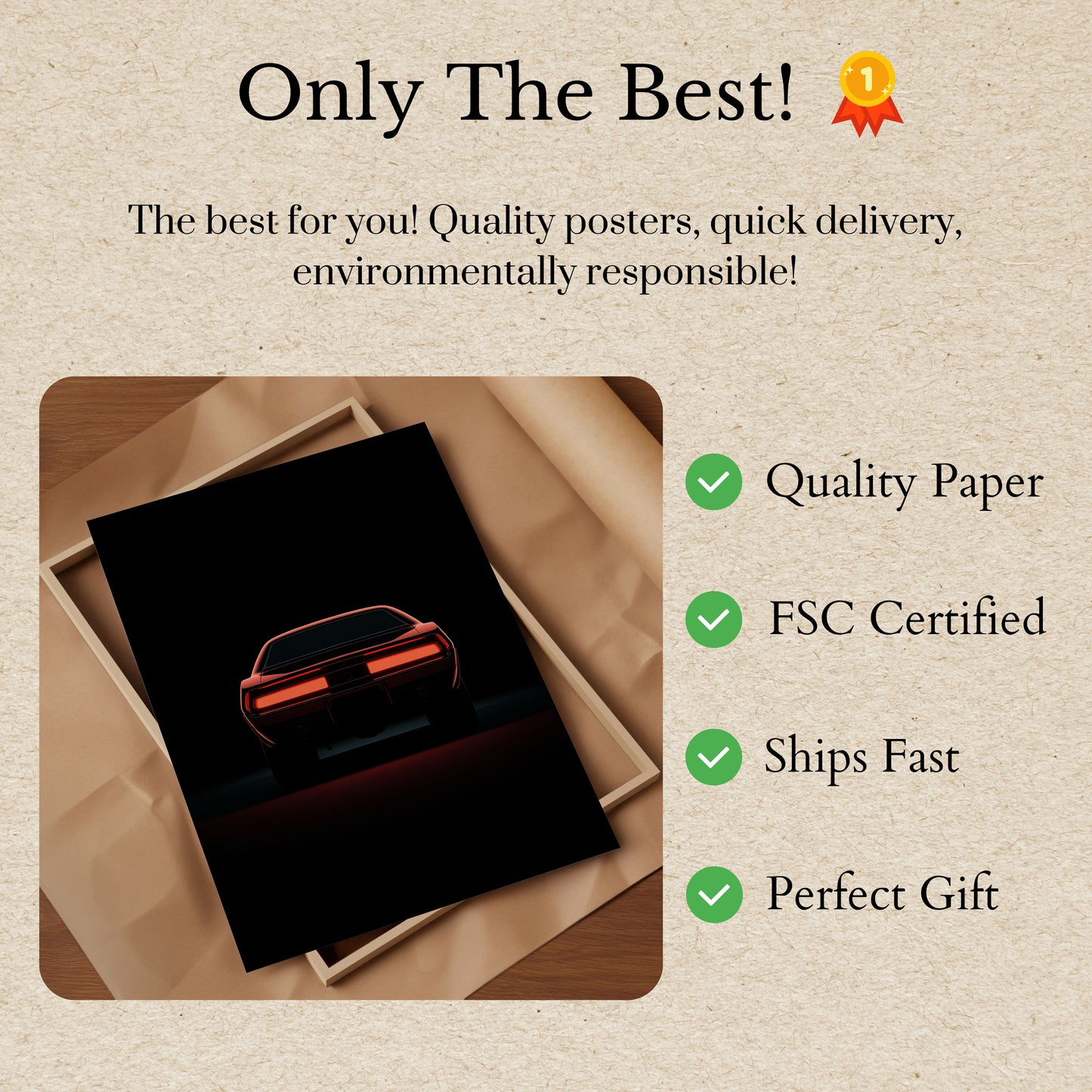 Red Muscle Car Silhouette Poster