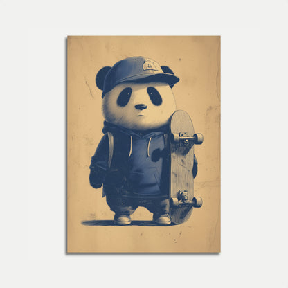 Urban Panda Skateboard Poster