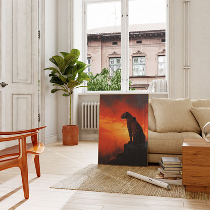 Luipaard Zonsondergang Silhouet Poster