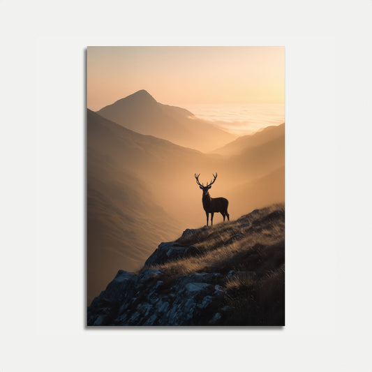 Majestätisk hjortbergssilhuett affisch