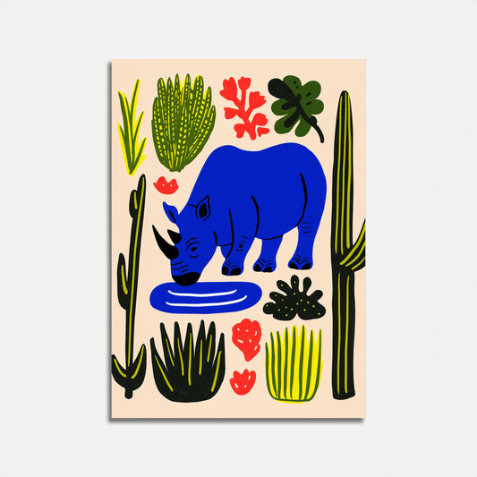 Poster Nature Rhinocéros Bleu
