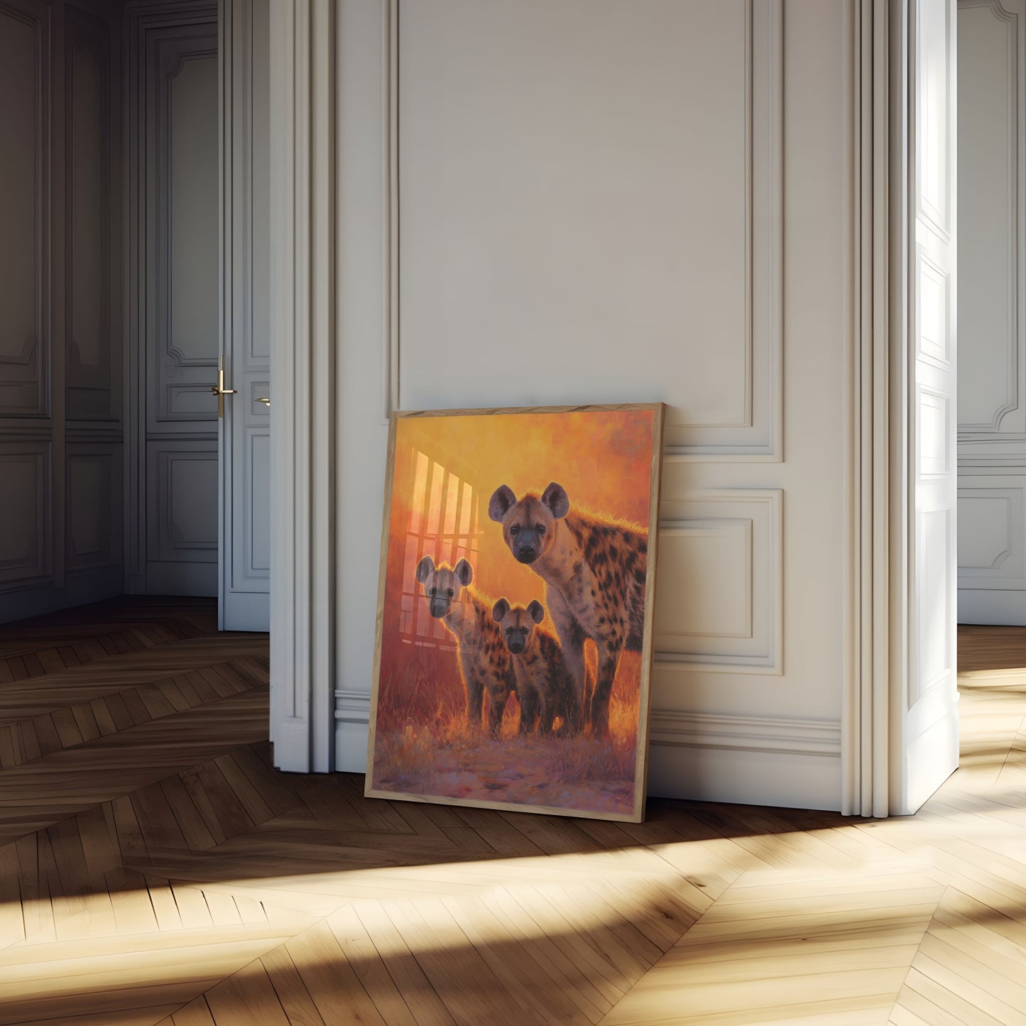 Afrikanske Hyæner ved Solnedgang Plakat