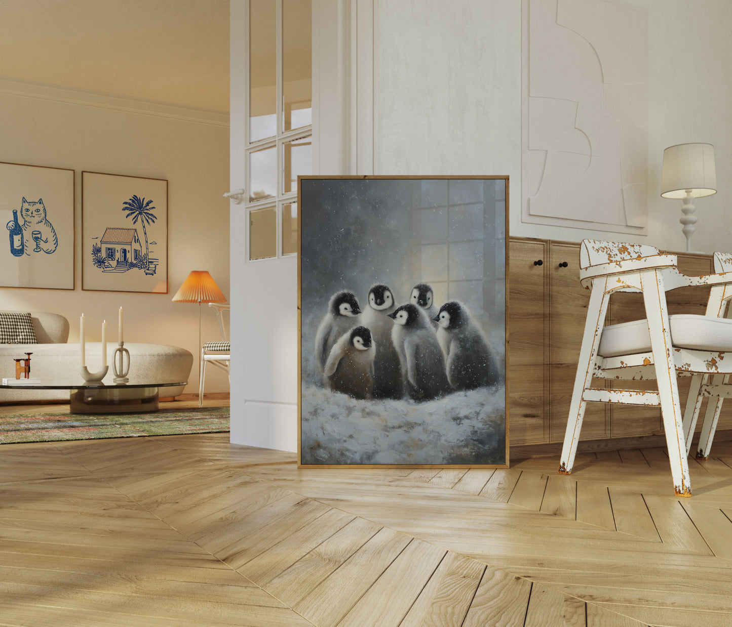 Affiche Poussins Manchot Empereur dans la Neige