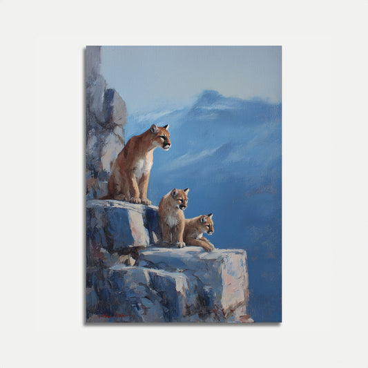 Leoni di Montagna sulla Vetta Poster