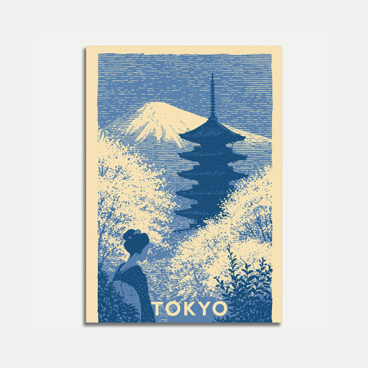 Tokyo Mount Fuji Temple Poster
