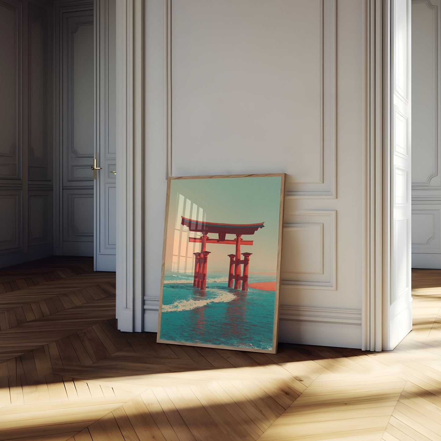 Affiche Portique Torii Rouge Océan