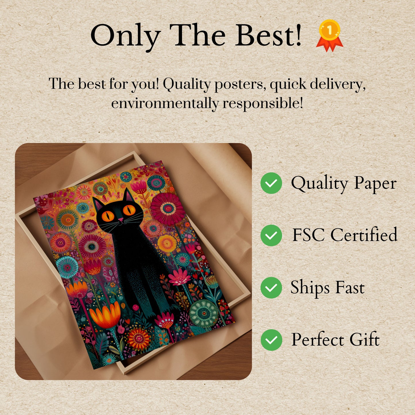 Poster Fiori Giardino Gatto Nero