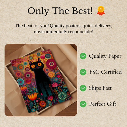 Poster Fiori Giardino Gatto Nero