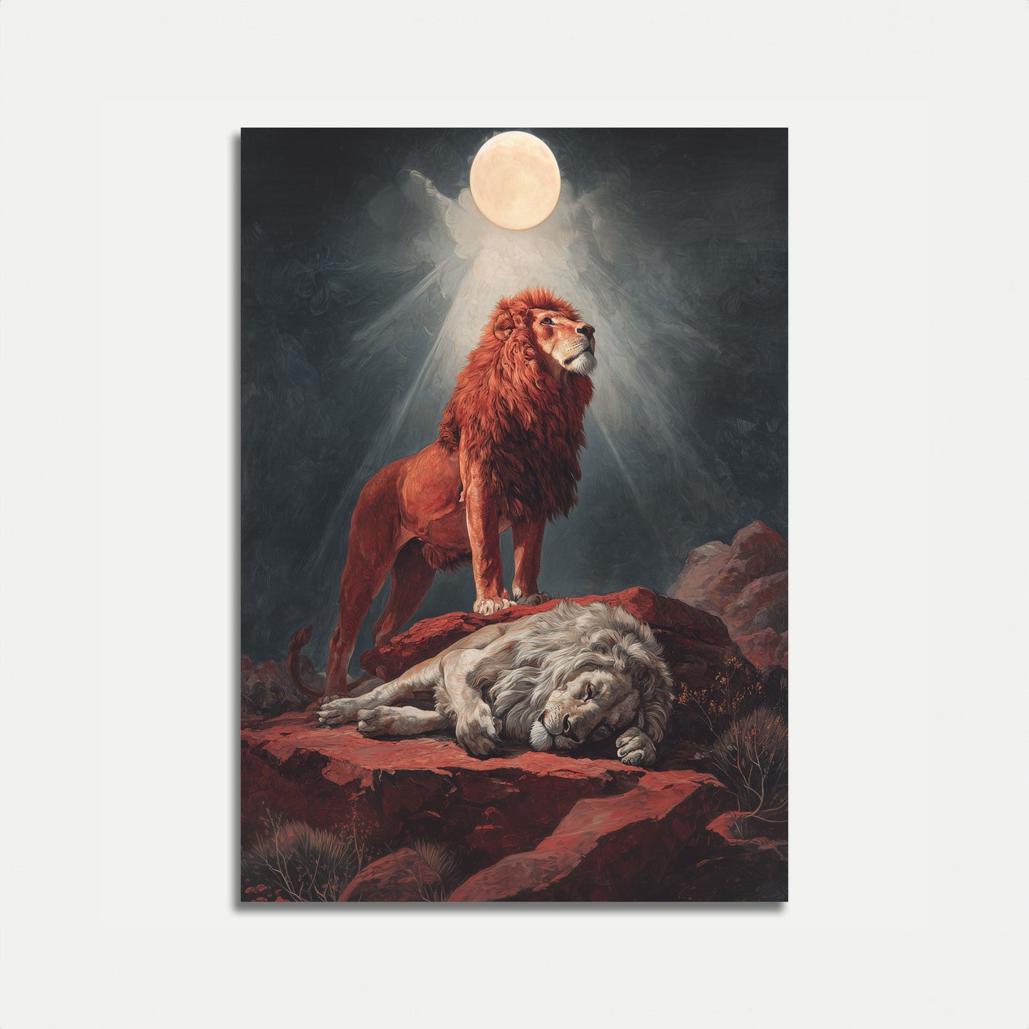 Affiche du Lion Majestueux au Clair de Lune