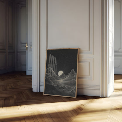 Affiche de paysage montagneux cosmique