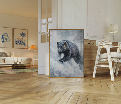 Black Bear in Winter Snow Poster