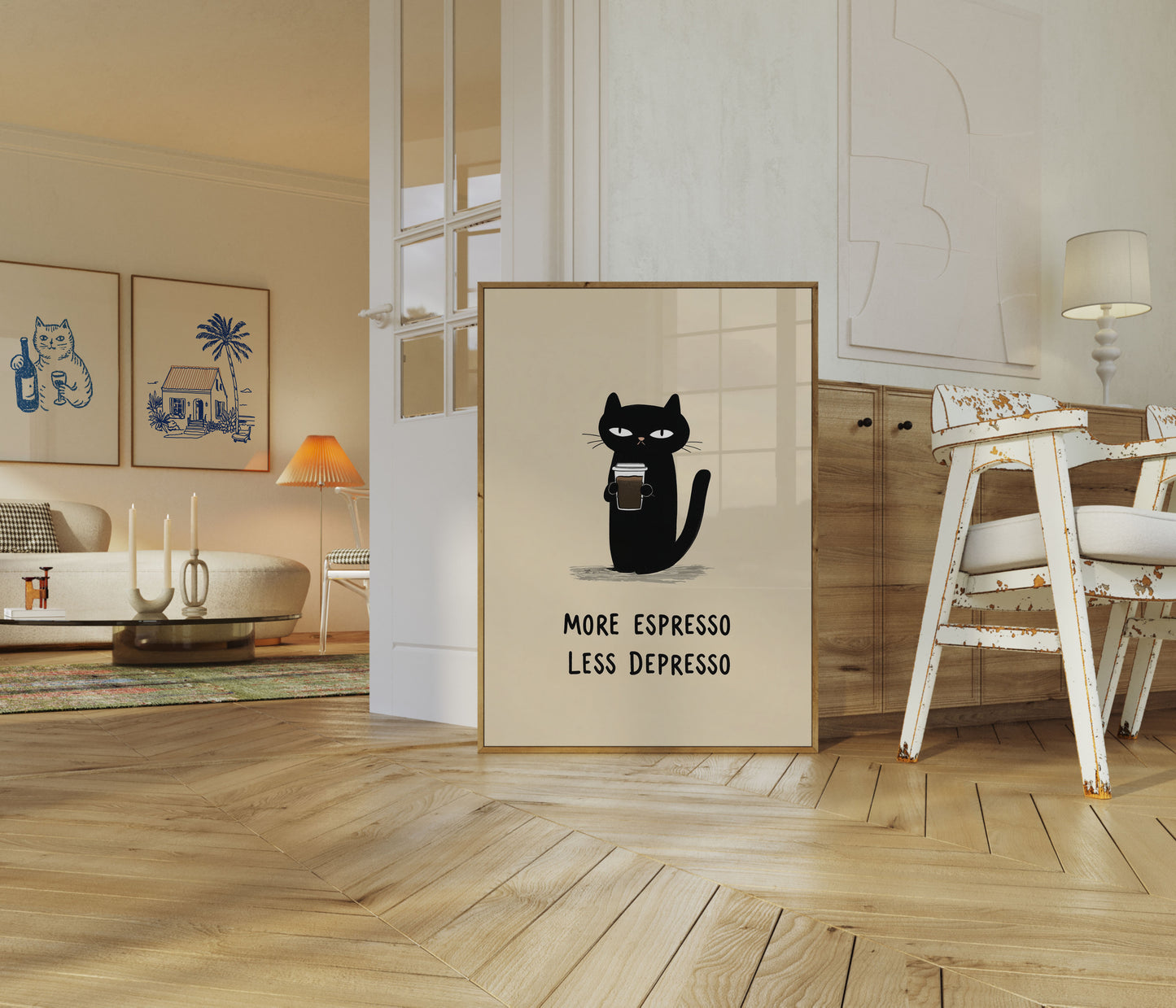 Espresso Cat Humor Poster