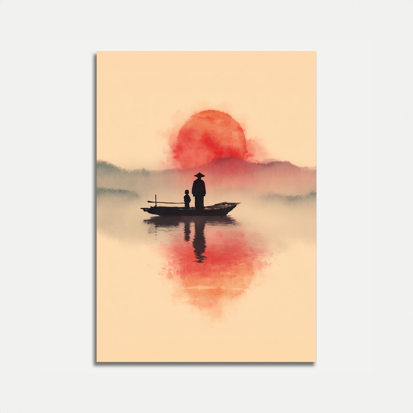 Rolig Solopgang Flod Plakat