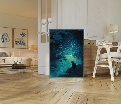 Kat ved glødende hule plakat