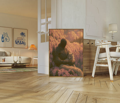 Warrior and Wolf in Bloom Poster