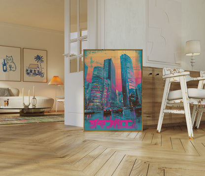 Neon Tokio Cyberpunk Urban Poster