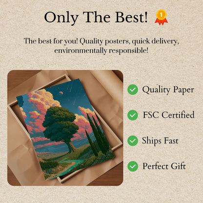 Mystical Landscape With Ancient Tree Poster